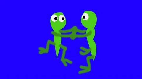 Two happy dancing frogs or lizards that dance romantically and spin around each Stock Footage 286338562