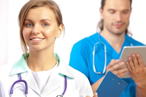 Two happy doctors Stock Photos