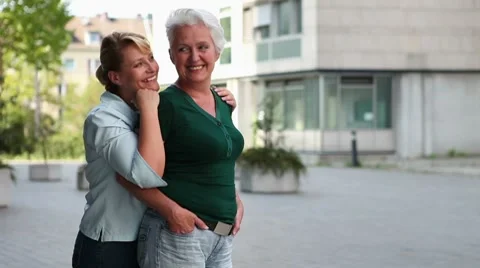 Two happy elderly women smiling Stock Footage 8653547