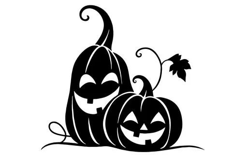 Two Happy Halloween Pumpkins With Smiling Faces Stock Illustration