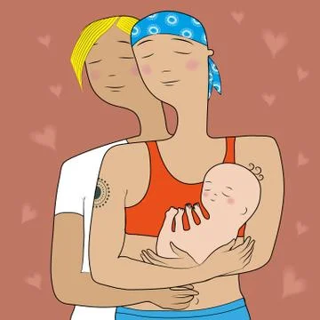 Two happy moms Stock-Illustration