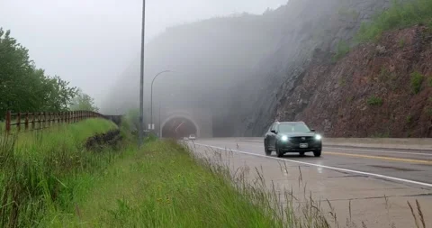 TWO HARBORS, MN - 18 JUN 2024: Fog and traffic in northern Minnesota Stock Footage 288164339