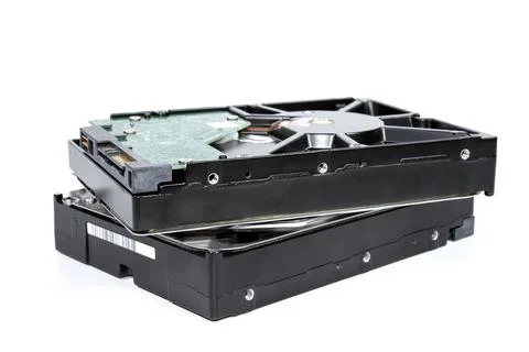 Two Hard Disk Drive isolated on white background Stock Photos
