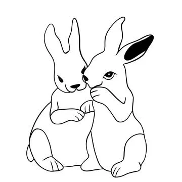 Two hares share secrets with each other Stock Illustration