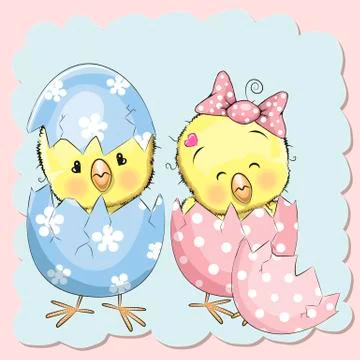 Two hatched chick Stock Illustration