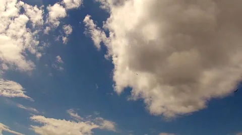 Two Hawks Circling High In Partly Cloudy Sky Stock Footage 42128594