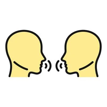 Two head silhouettes communicating, talking and debating Illustration