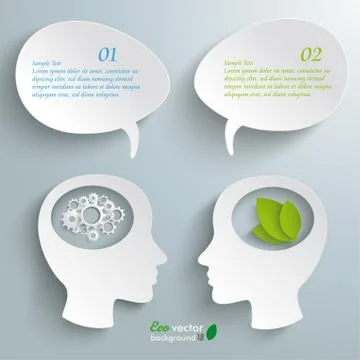 Two head speech bubble gears eco Stock Illustration
