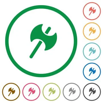 Two headed battle axe flat icons with outlines Stockillustratie