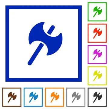 Two headed battle axe flat framed icons イラスト素材
