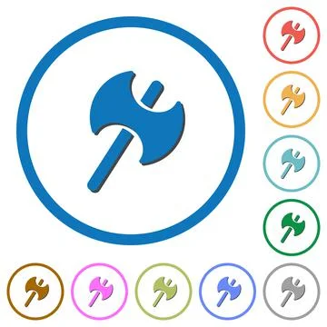 Two headed battle axe icons with shadows and outlines 库存插图