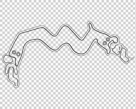 Two-headed snake devouring two humanoid figure Stock Illustration