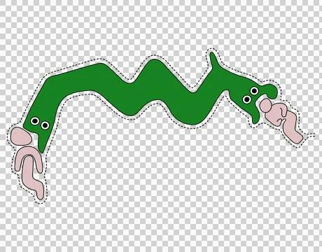 Two-headed snake devouring two humanoid figure Ilustración de archivo