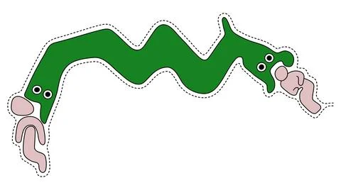 Two-headed snake devouring two humanoid figure Stock Illustration