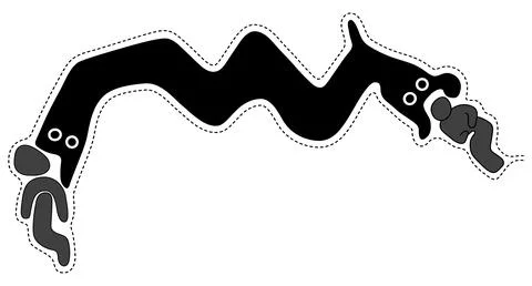 Two-headed snake devouring two humanoid figure Ilustración de archivo
