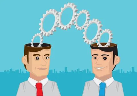 Two Heads are Better than One Metaphor Vector Illustration Stock Illustration