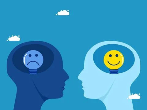 Two heads between Optimism and Negative Pessimism Stock Illustration