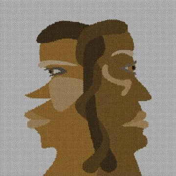 Two heads connected in the rear in brown tones Stock Illustration