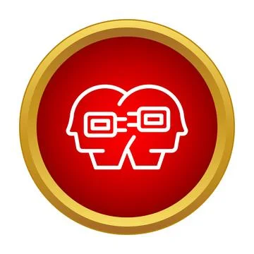 Two heads connecting showing data exchange and communication イラスト素材
