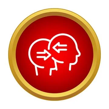 Two heads exchanging thoughts with arrows icon Stock Illustration