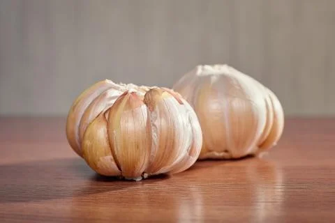 Two heads of garlic Stock Photos
