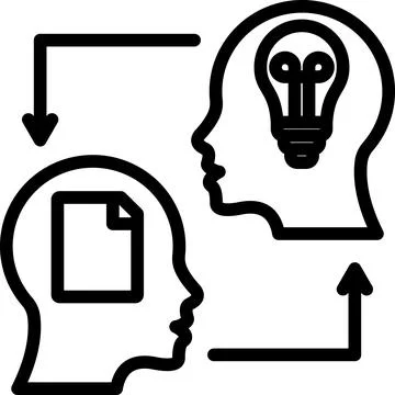 Two heads with a light bulb between them Stock Illustration