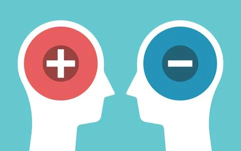 Two heads, plus, minus Stock Illustration