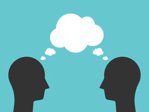 Two heads thinking together Stock Illustration