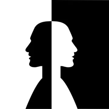 Two heads turned away from each other. Psychology, neurology concept. Stock Illustration