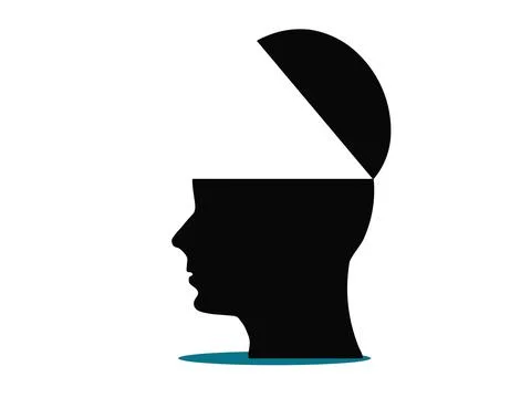 Two heads.Knowledge or ideas sharing between two people head. Stock Illustration