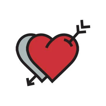 Two heart arrow icon red color Stock Illustration