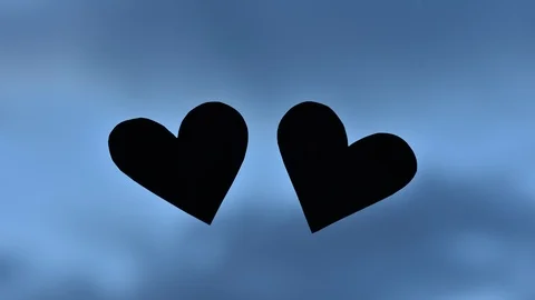 Two heart on cloudy sky, Love and Valentine's Day Concept Stock Footage 85673300