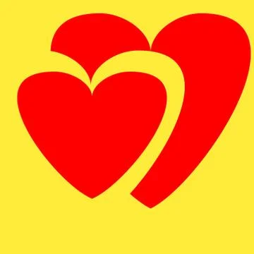Two heart create a new heart with yellow background. Stock Illustration