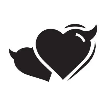 Two Heart of Devil love black color Stock Illustration