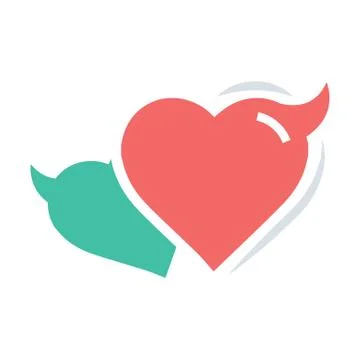 Two Heart of Devil love red and green color Stock Illustration