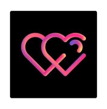 Two heart gradient liquid icon. 2 in love icon, symbol, illustration design. Stock-Illustration