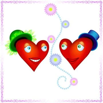 Two heart lovers looking to each other with love Stock Illustration