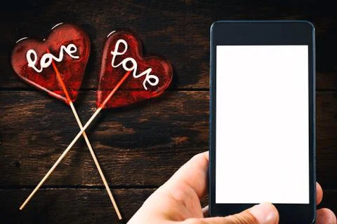 Two heart shape lolly pops Stock Photos