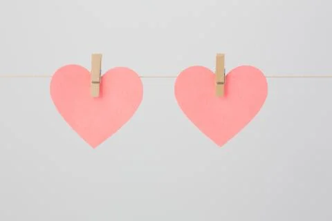 Two heart-shaped blank notes Stock Photos