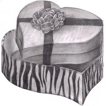 Two Heart Shaped Boxes, One in Ribbon and 2nd with Zebra Pattern Art Stock Illustration