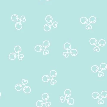 Two heart shaped cherries line vector seamless pattern Illustrazione stock