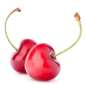 Two heart shaped cherry berries Stock Photos