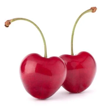 Two heart shaped cherry berries Stock Photos