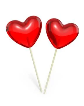 Two heart shaped lollipops Stock Illustration
