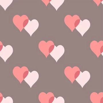 Two Heart Vector Repeat Pattern In Pink And Charcoal Grey Stock Illustration
