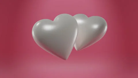 Two hearts, 3d render, love concept. alpha channel Stock Footage 263376556
