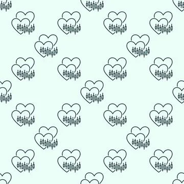 Two Hearts and Chart vector Financial thin line seamless pattern Illustrazione stock
