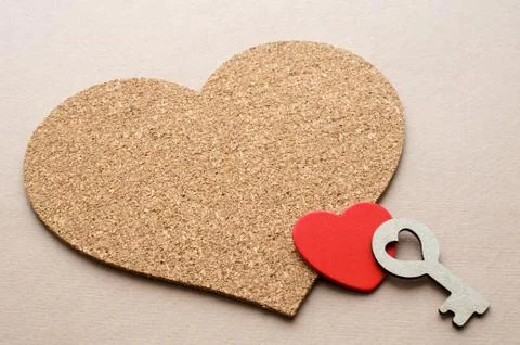 Two hearts and key Stock Photos