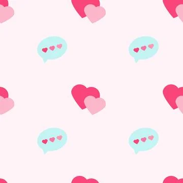 Two hearts and message, seamless pattern, vector. Stock Illustration