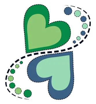 Two hearts and a pattern Stock Illustration